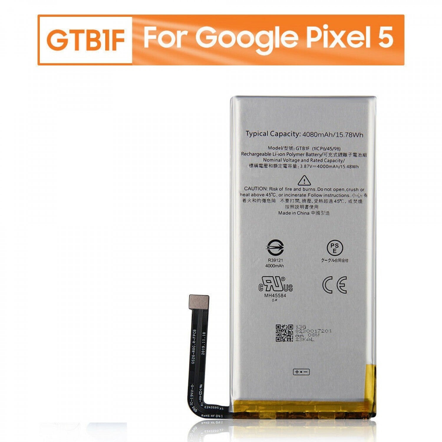 Batterie de remplacement pour Google Pixel 5, GTB1F Batterie de remplacement pour Google Pixel 5, GTB1F